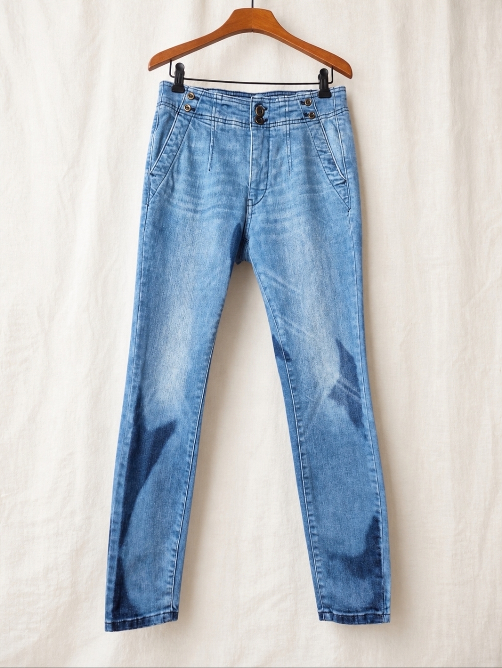 Pilcro & The Letterpress Anthropologie High Rise Skinny Jeans Washed Denim 28
